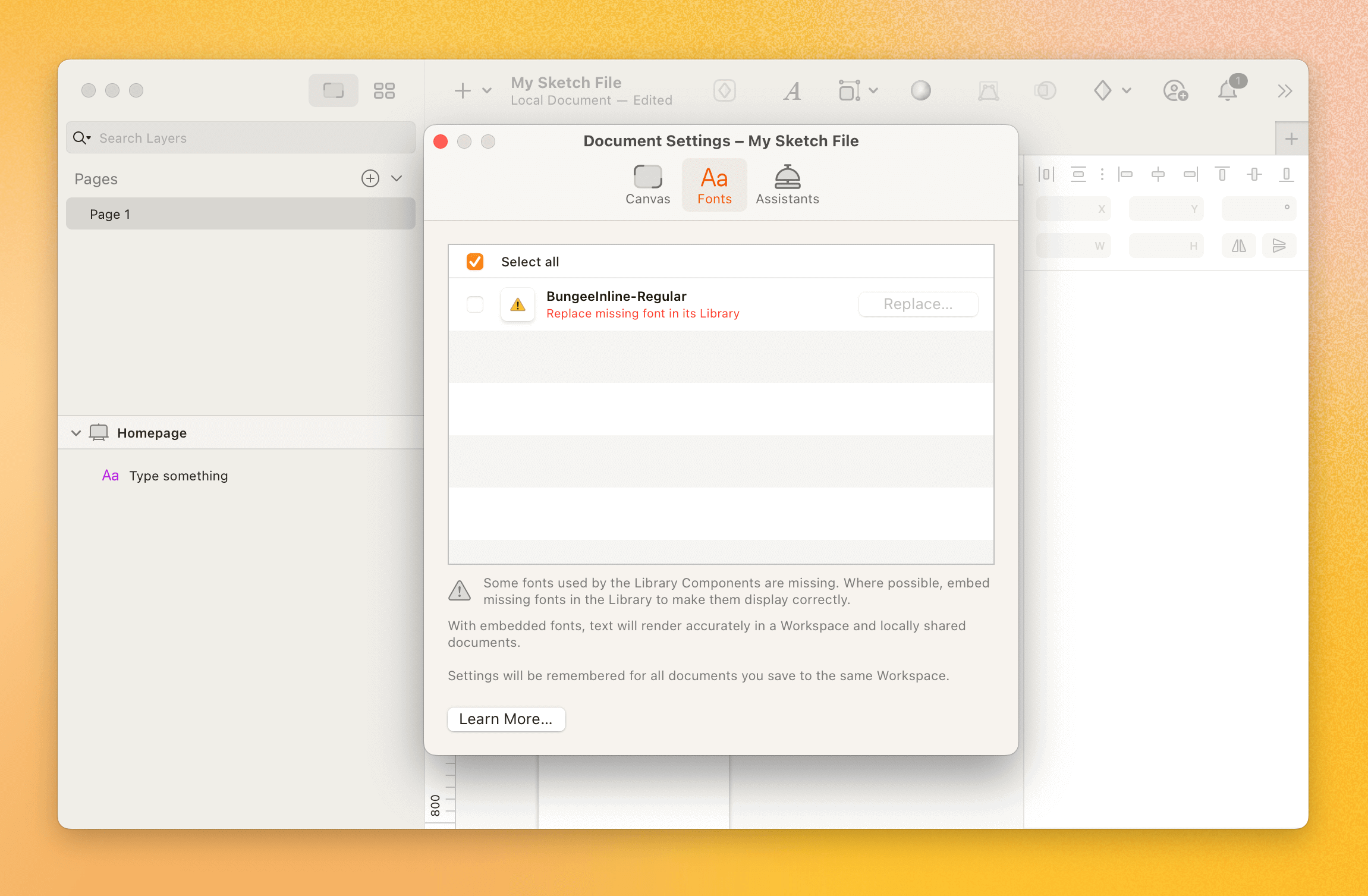 Embed font in Sketch App