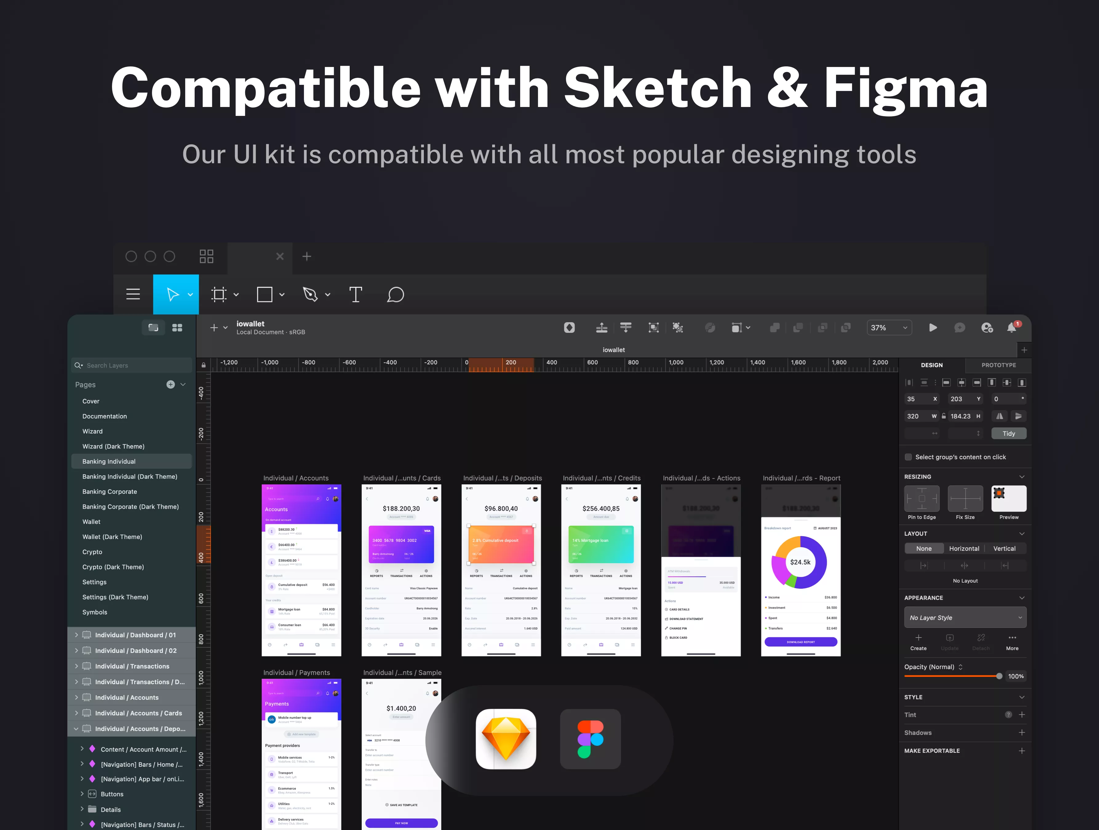 Mobile app template for Figma