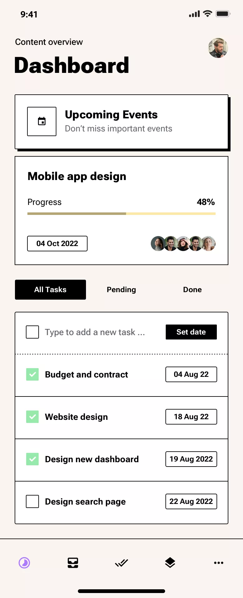 Neo-Brutalism Mobile Dashboard