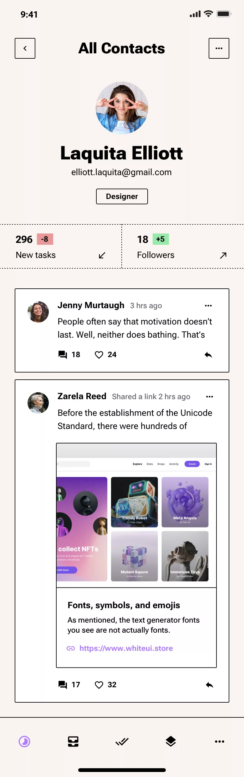 Mobile User profile page design