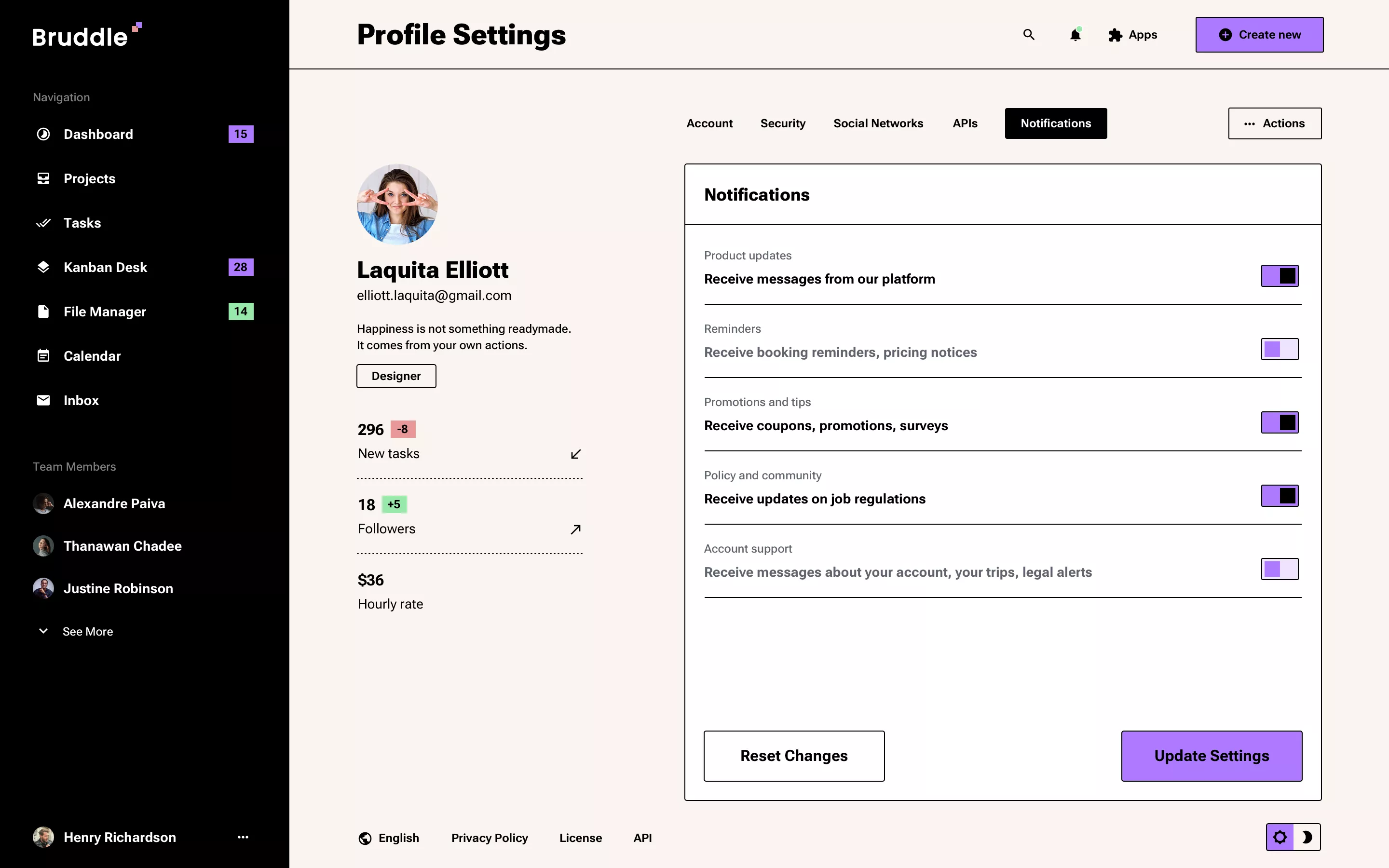 User profile page design in Neo Brutalism