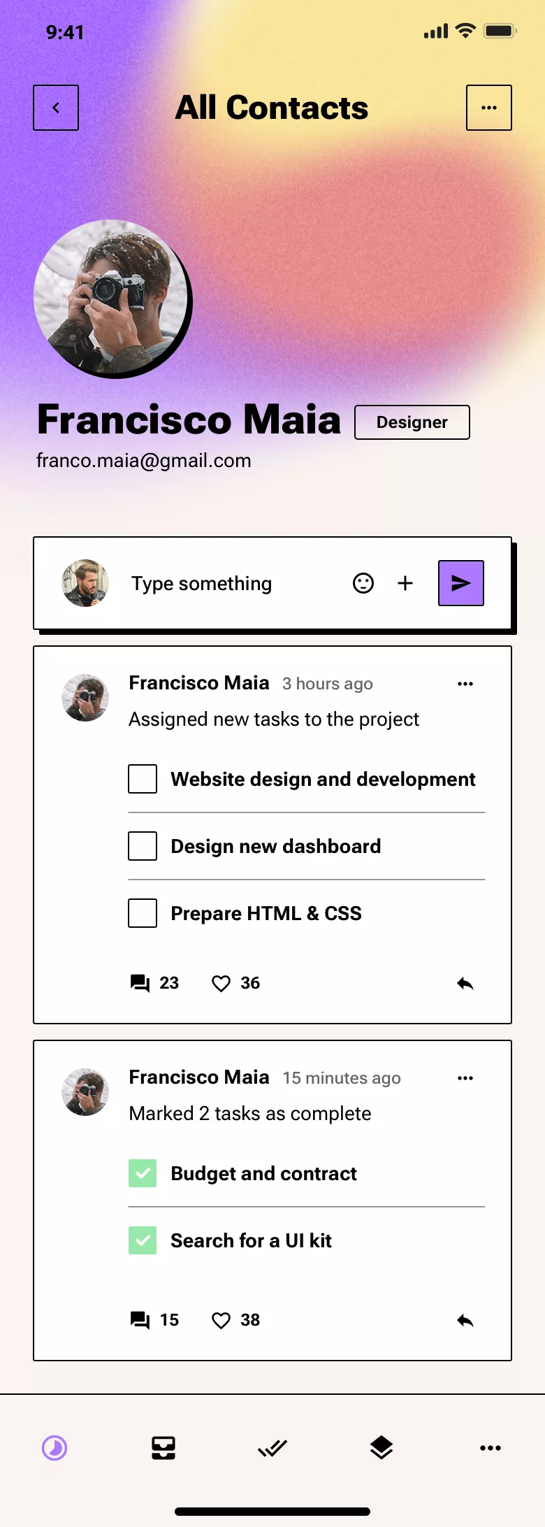 Mobile User profile page design