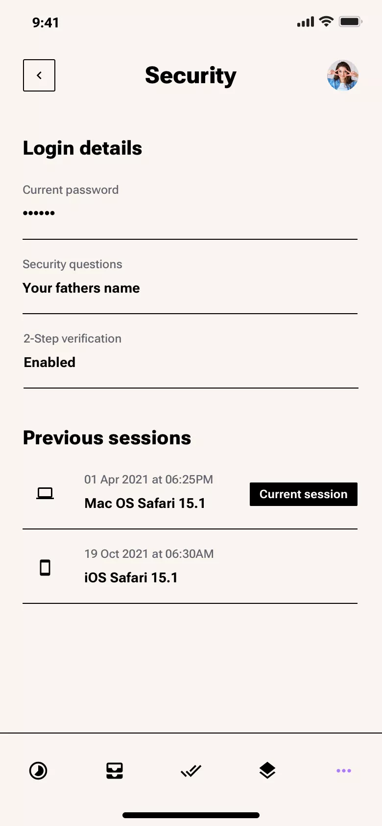 Mobile User profile page design