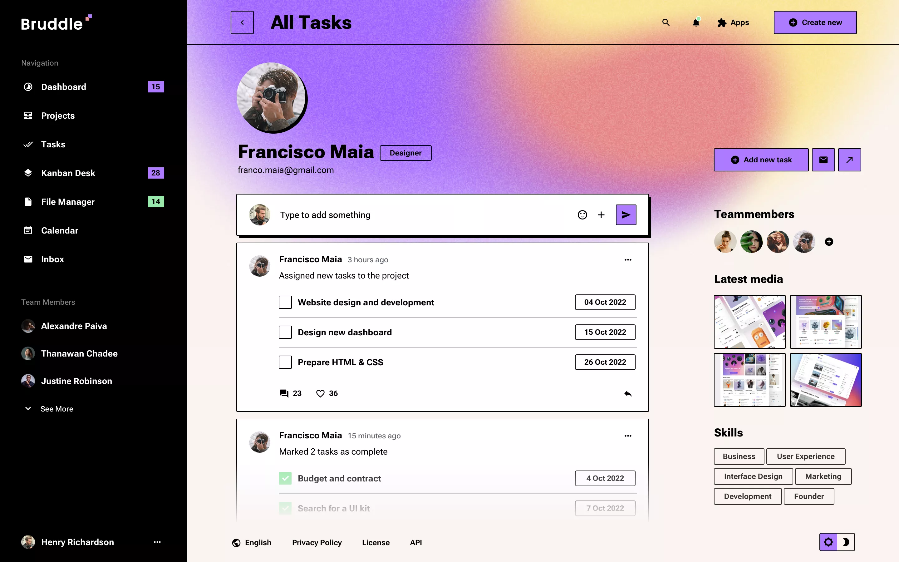User profile page design in Neo Brutalism