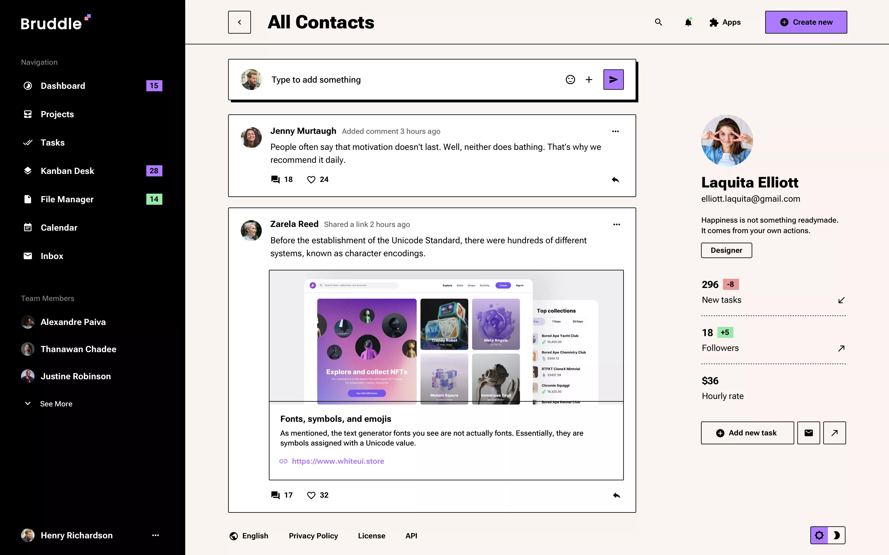 User profile page design in Neo Brutalism