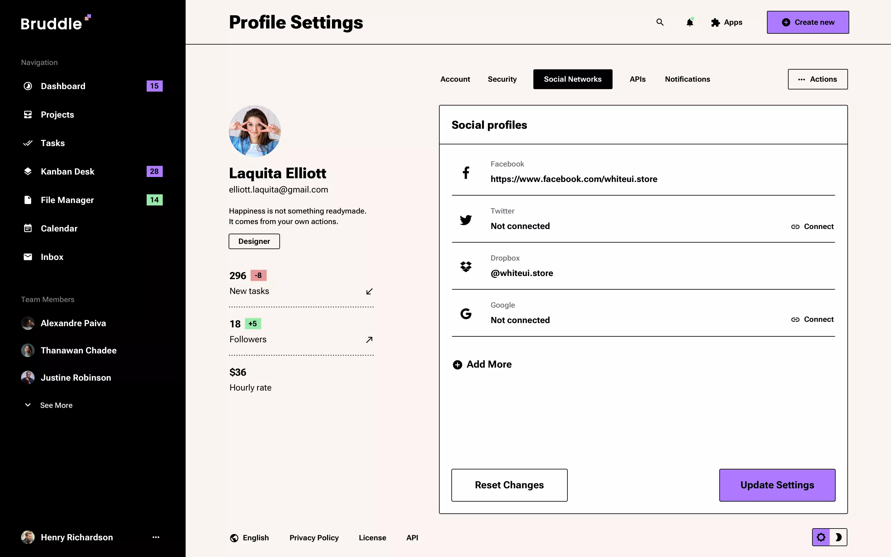 User profile page design in Neo Brutalism