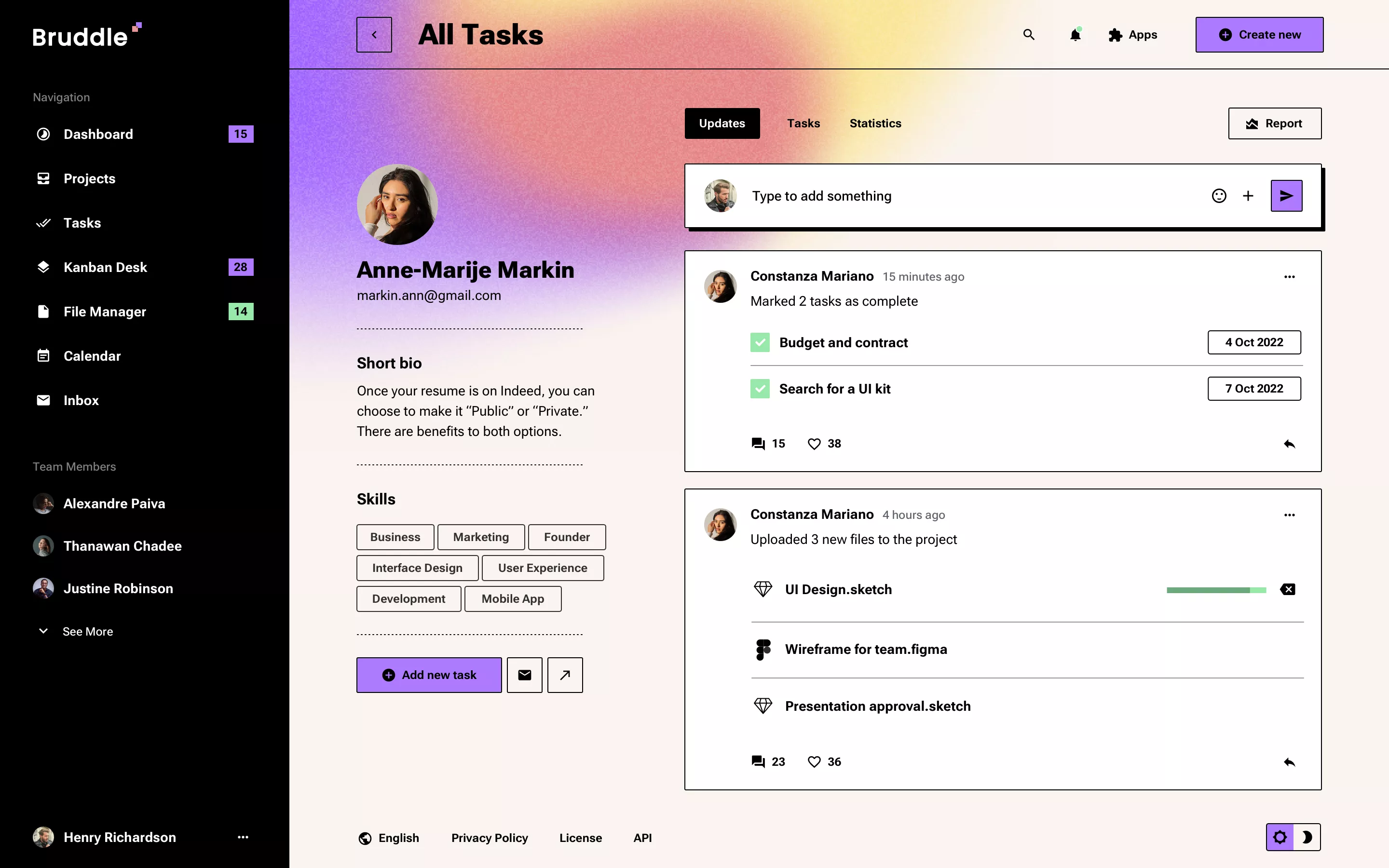 User profile page design in Neo Brutalism