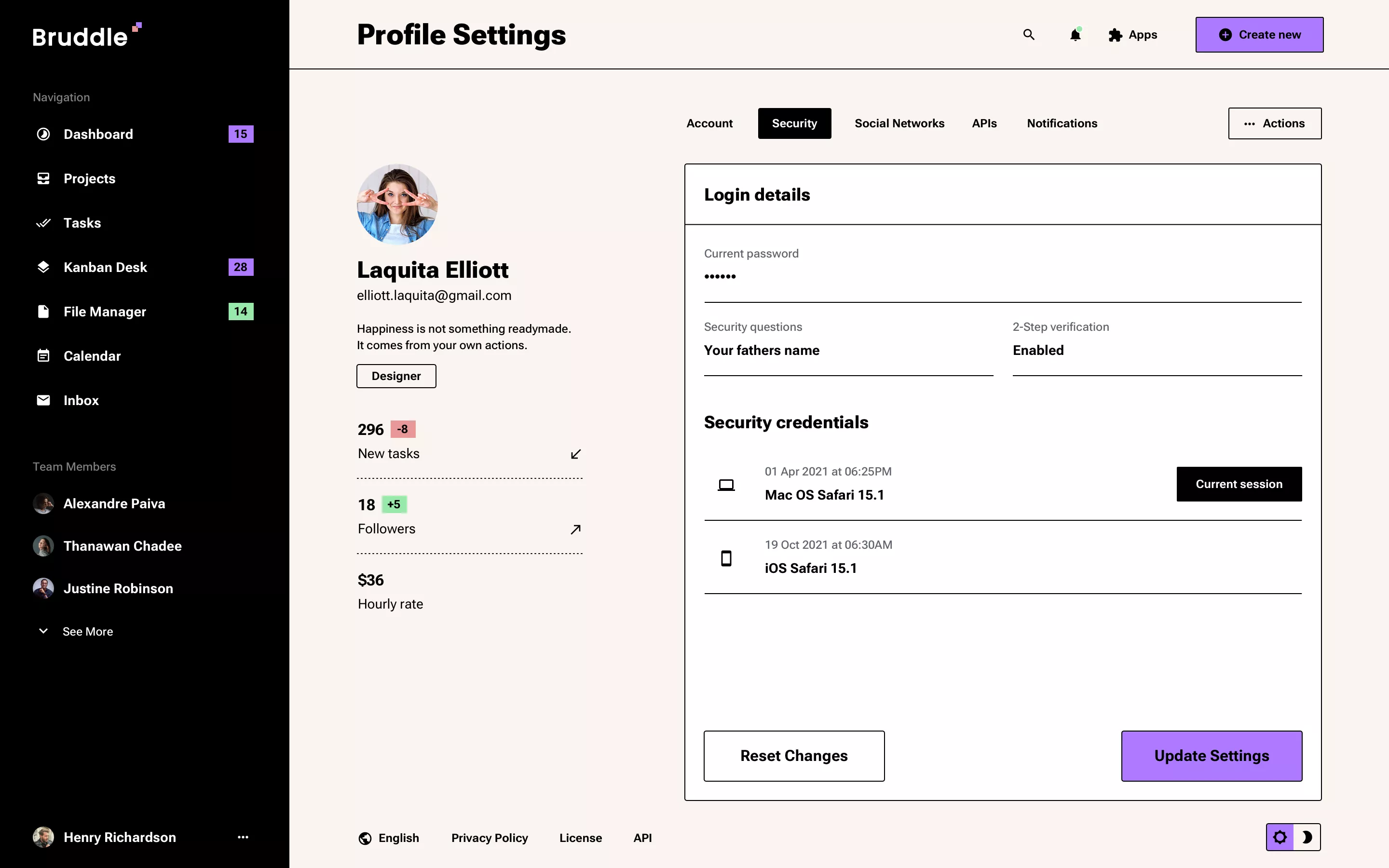 User profile page design in Neo Brutalism