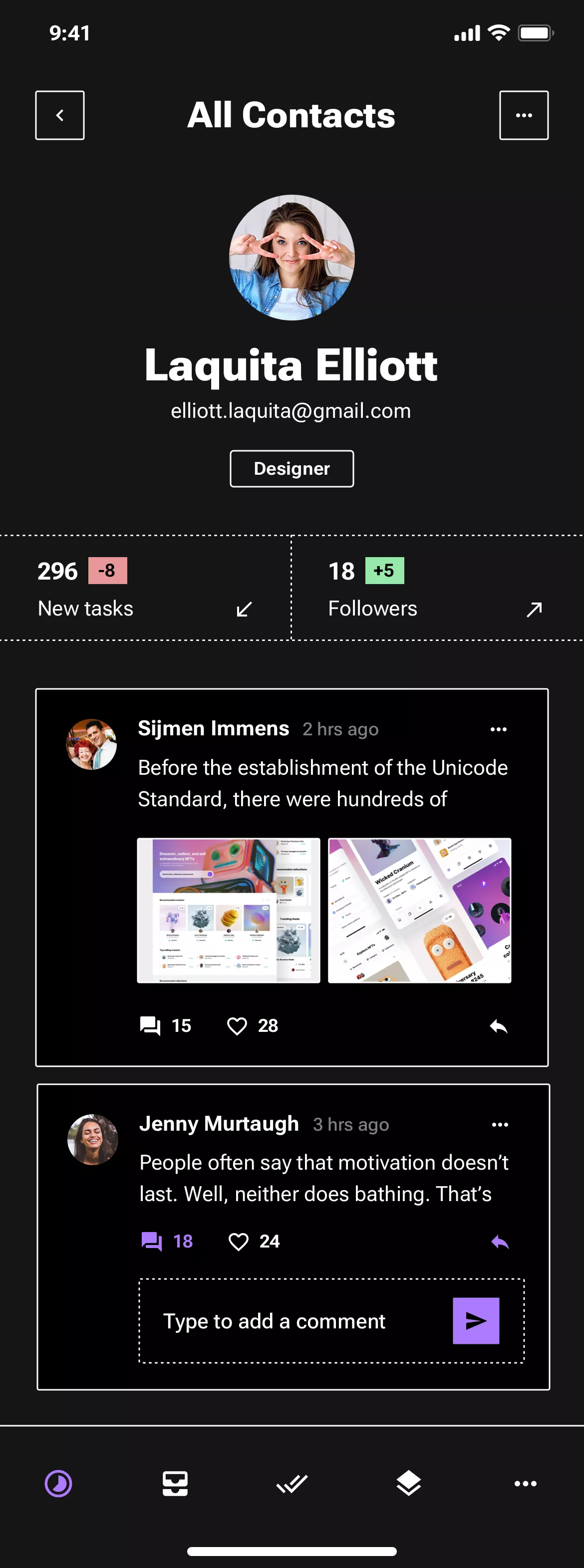 Mobile User profile page design