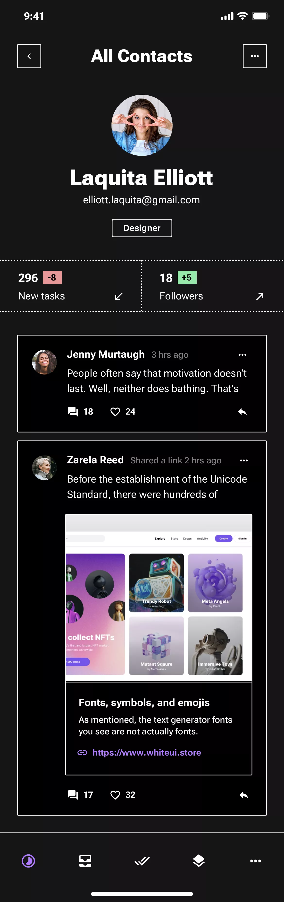 Mobile User profile page design