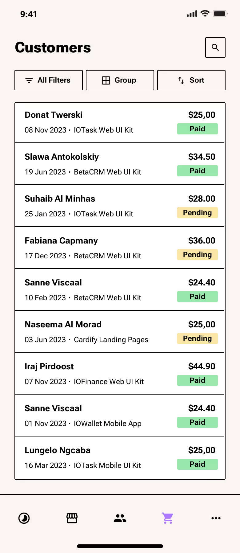 Contacts list design
