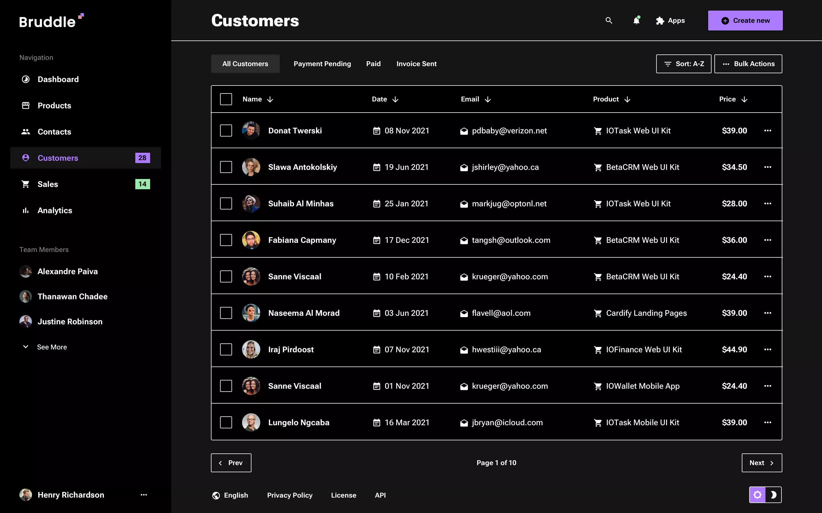 Contacts list design