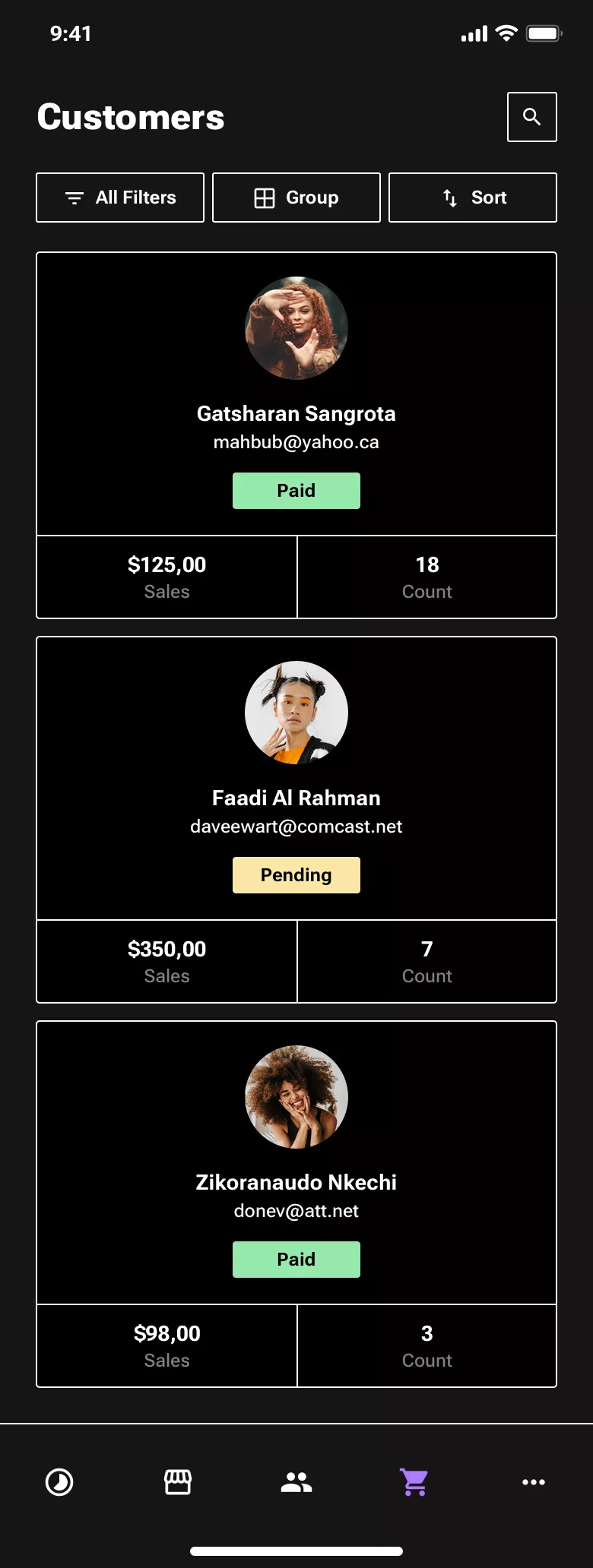 Contacts list design