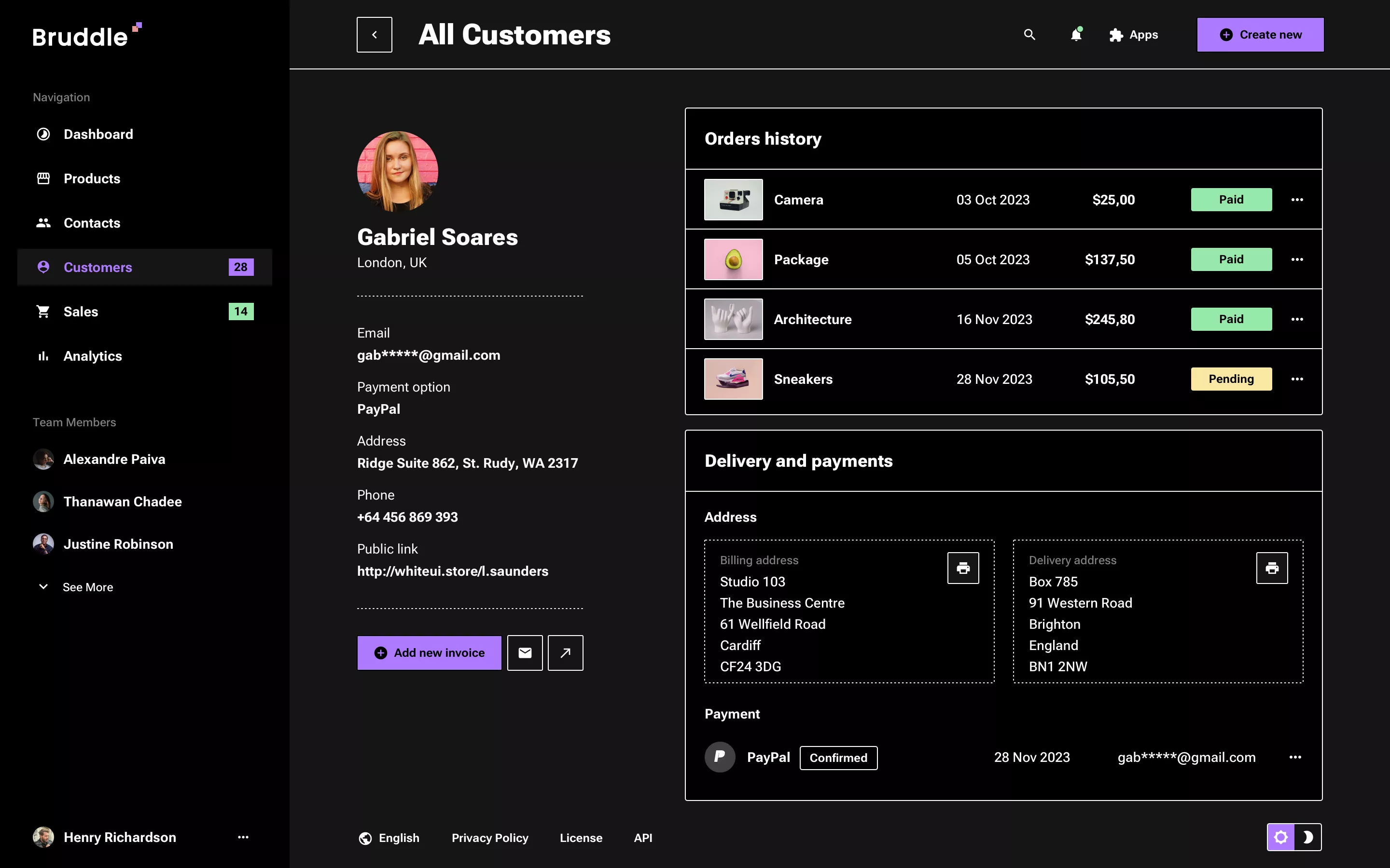 Contacts list design