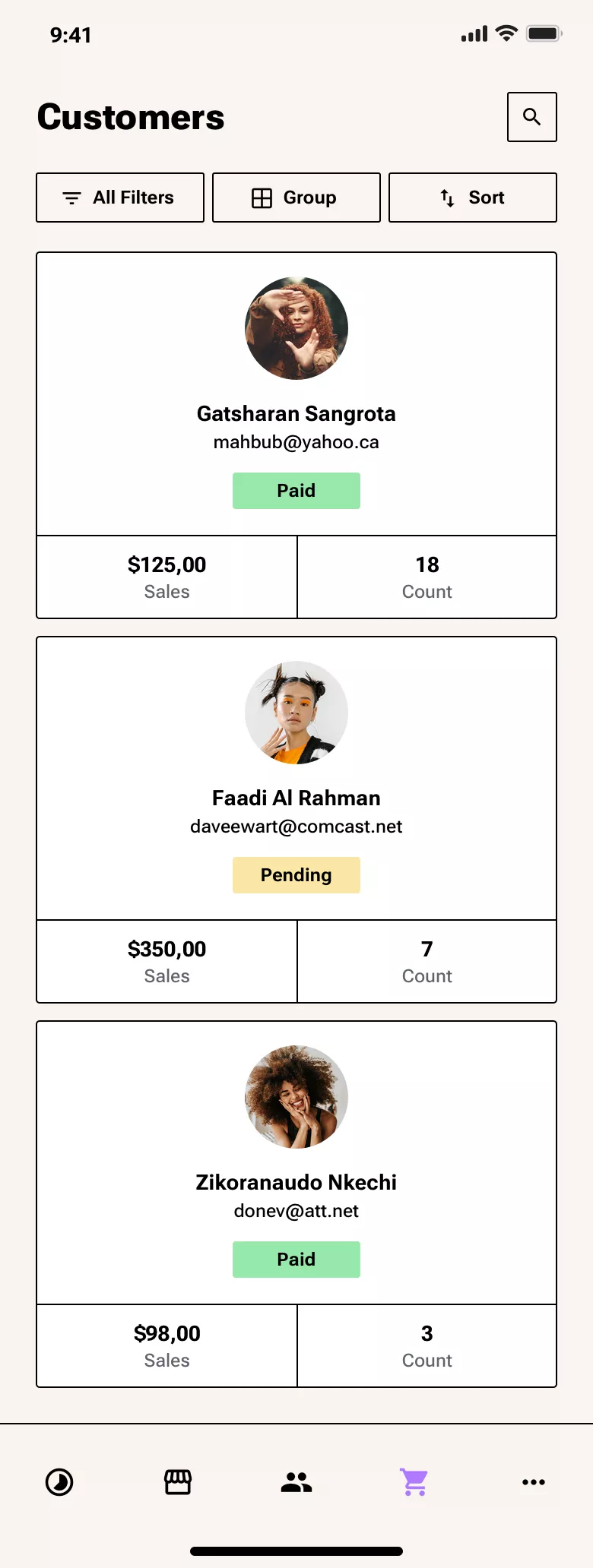 Contacts list design
