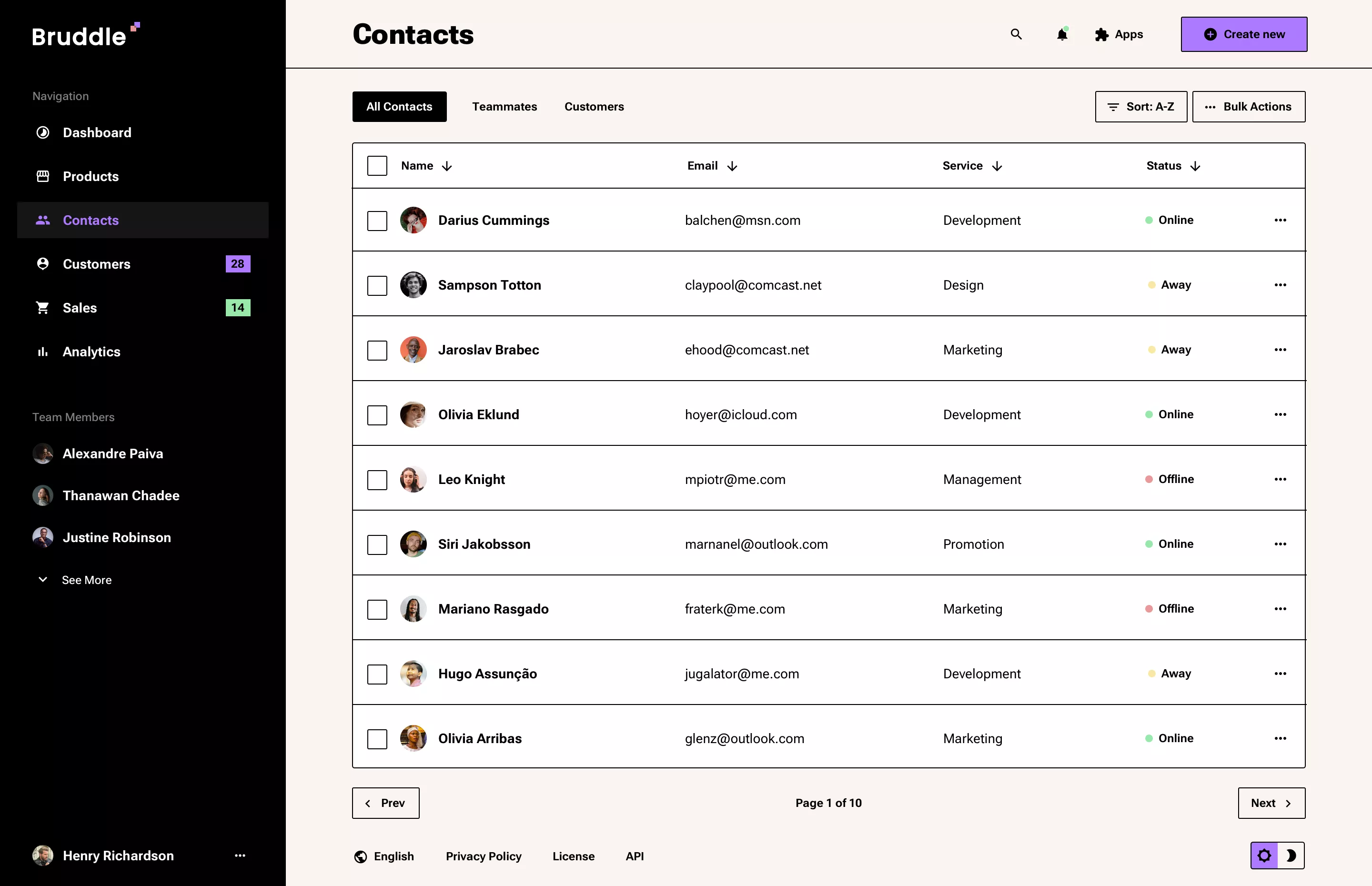 Customers list design