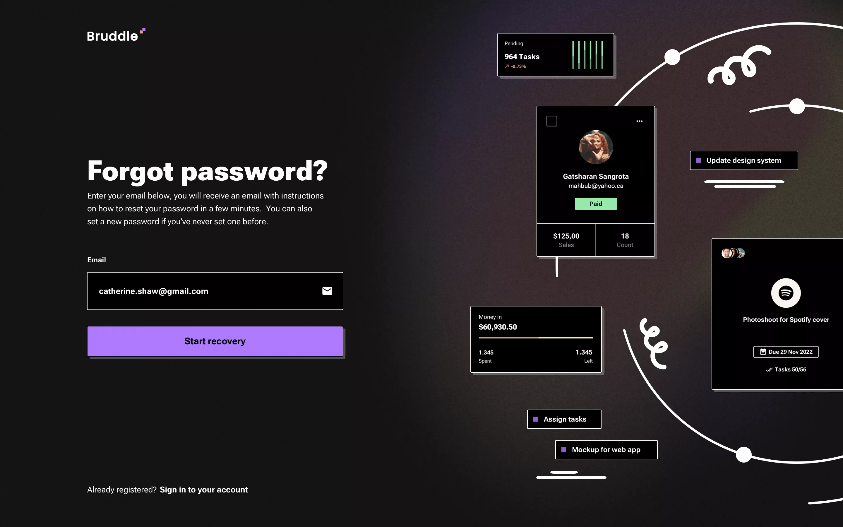 Neo-brutalism dark theme design