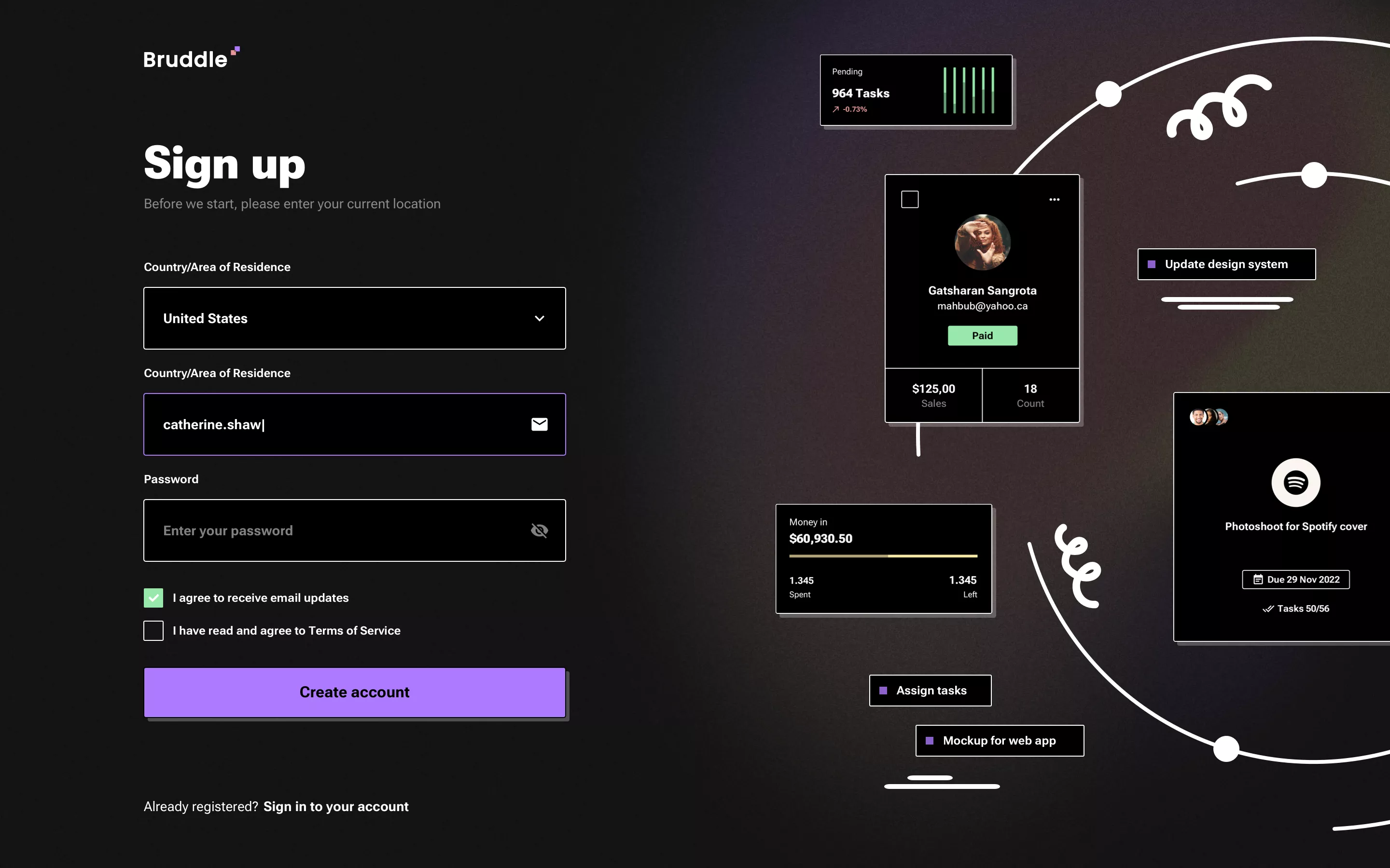 Neo-brutalism dark theme design