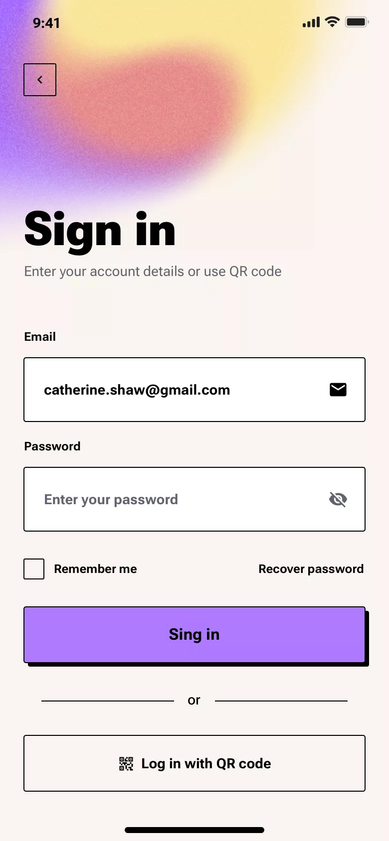 Login page design