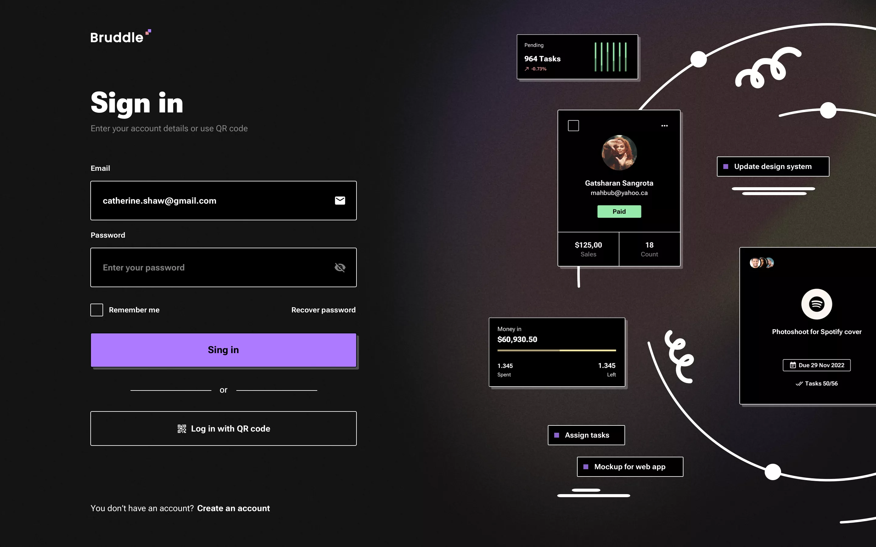 Neo-brutalism dark theme design