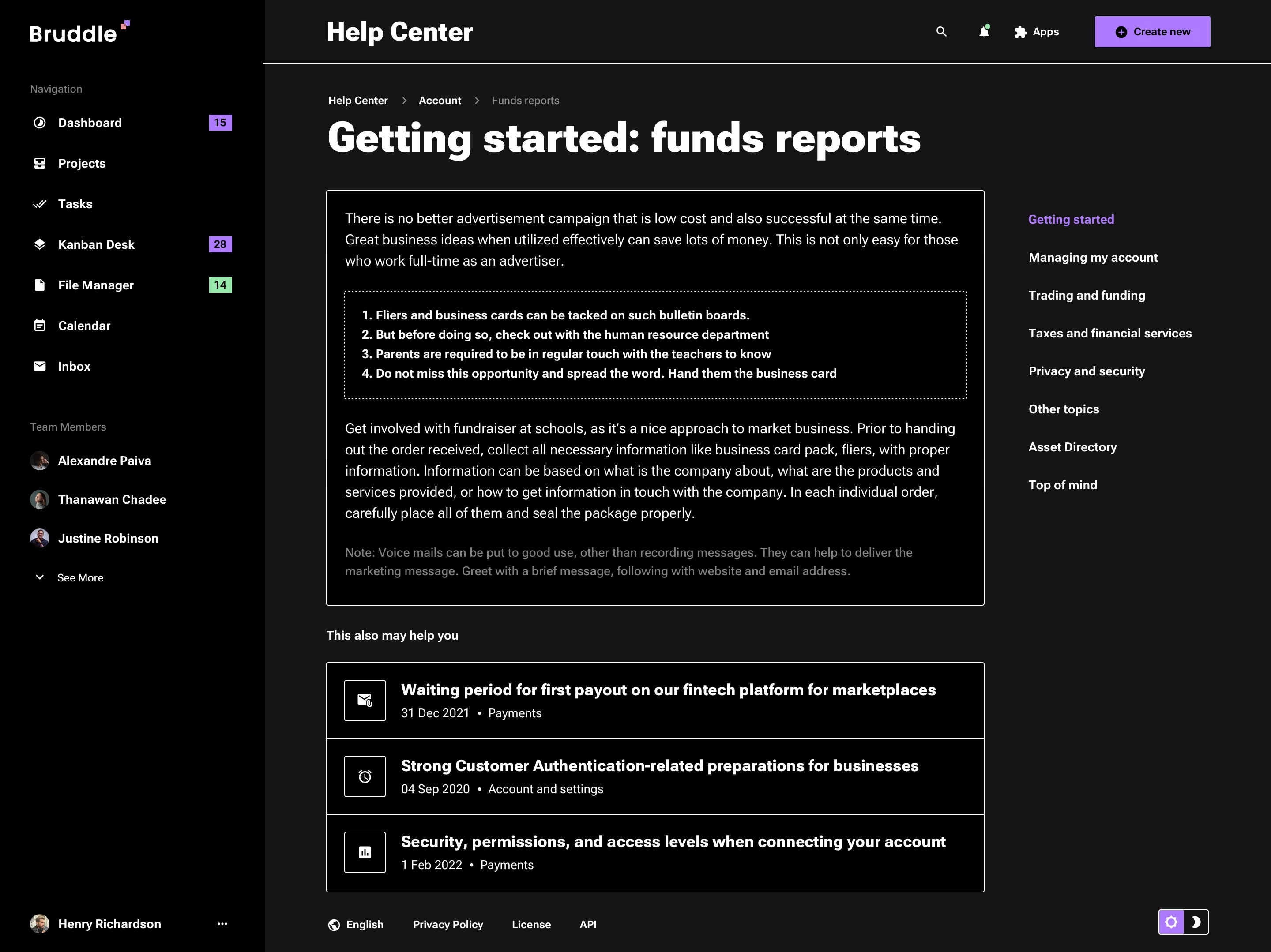 Neo-brutalism help center page design