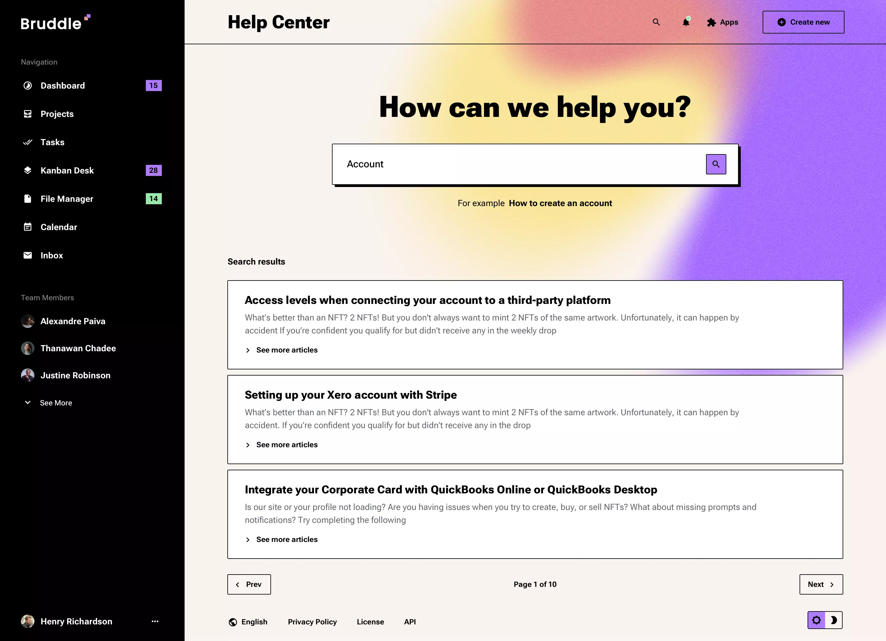 Neo-brutalism support page design