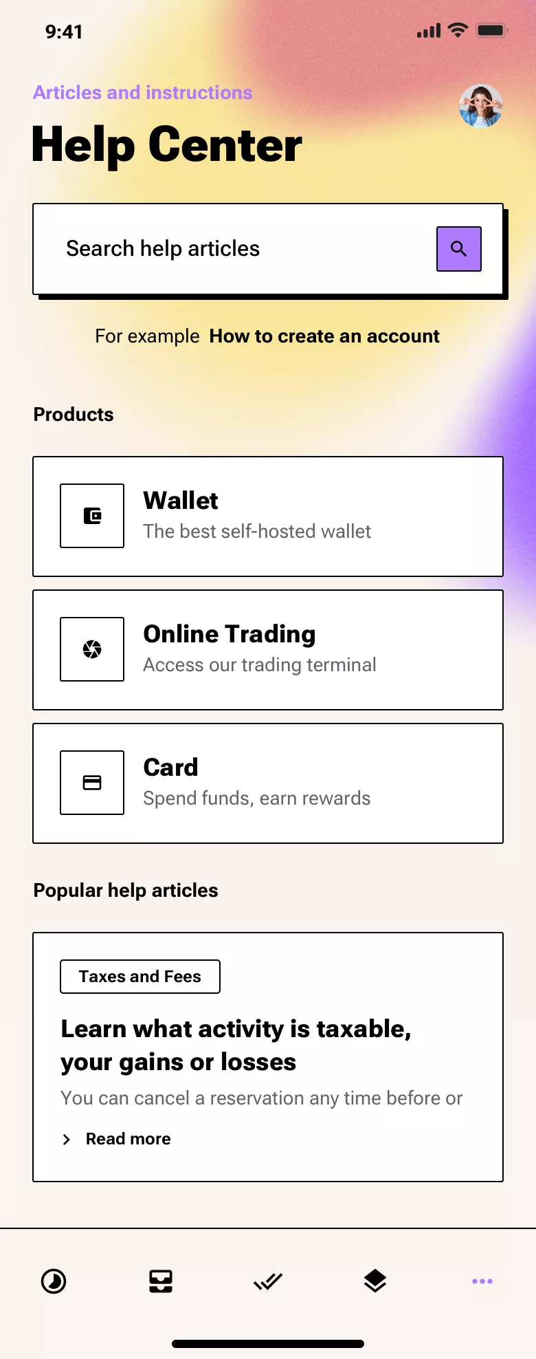 Neo-brutalism help center page design