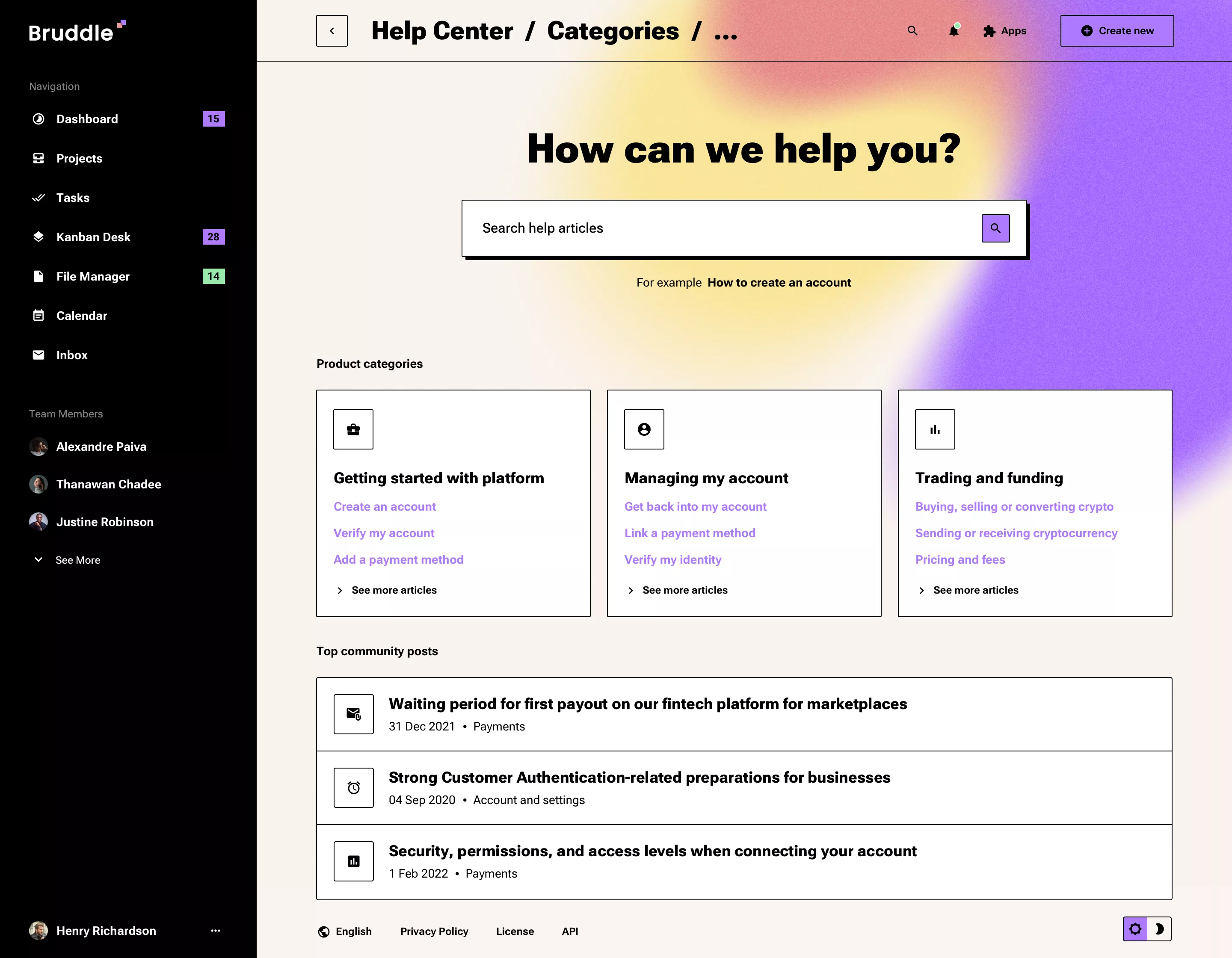 Neo-brutalism support page design