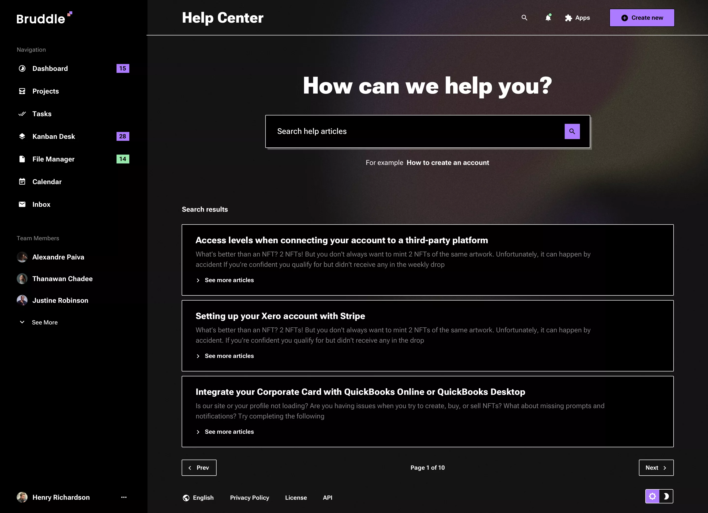 Neo-brutalism help center page design