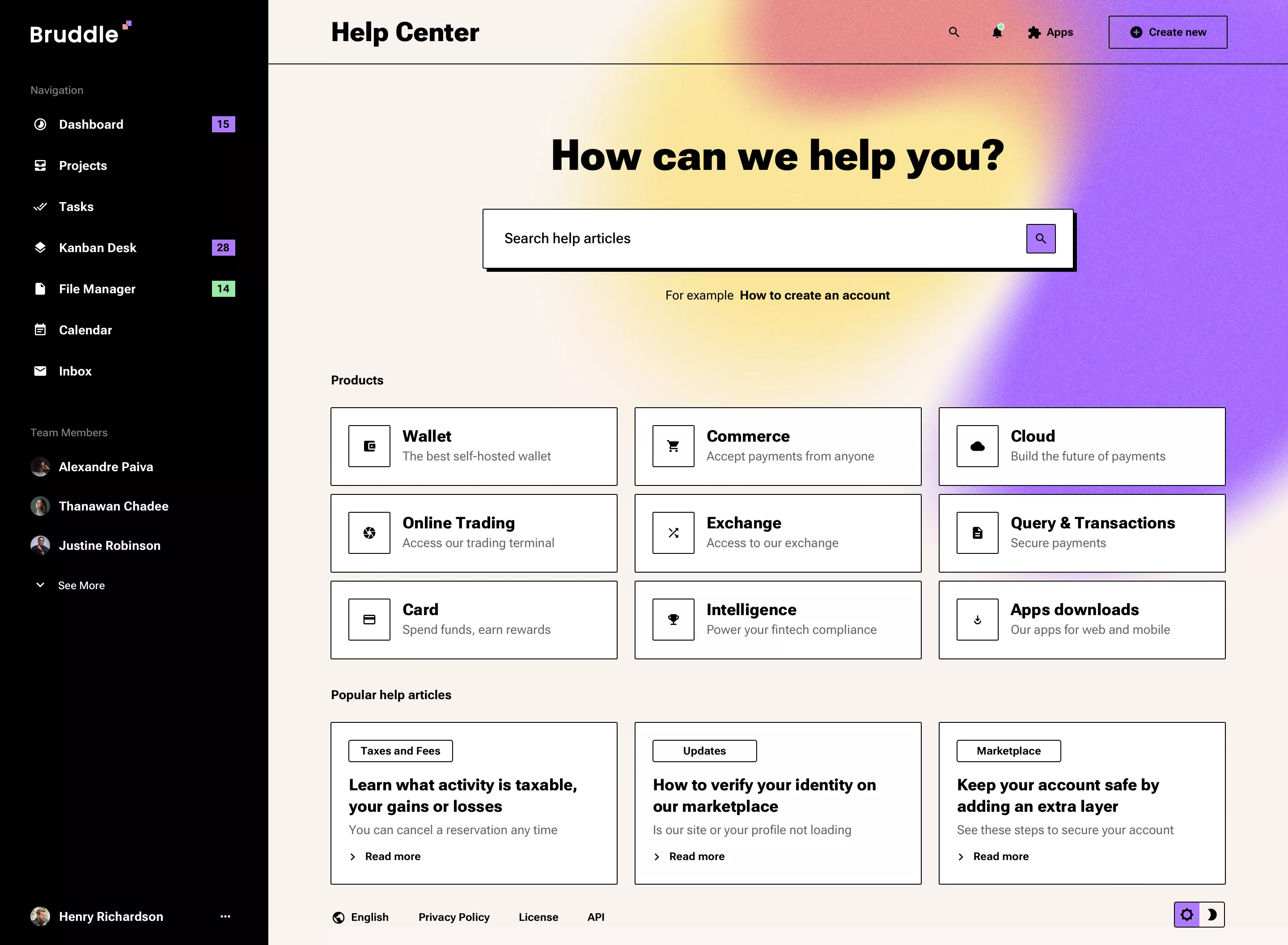 Neo-brutalism support page design