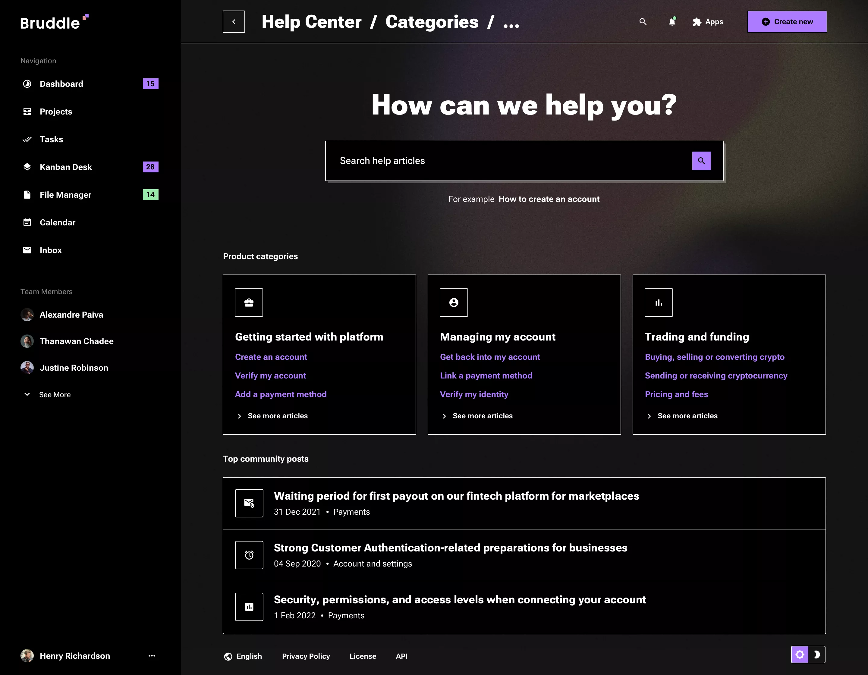 Neo-brutalism help center page design