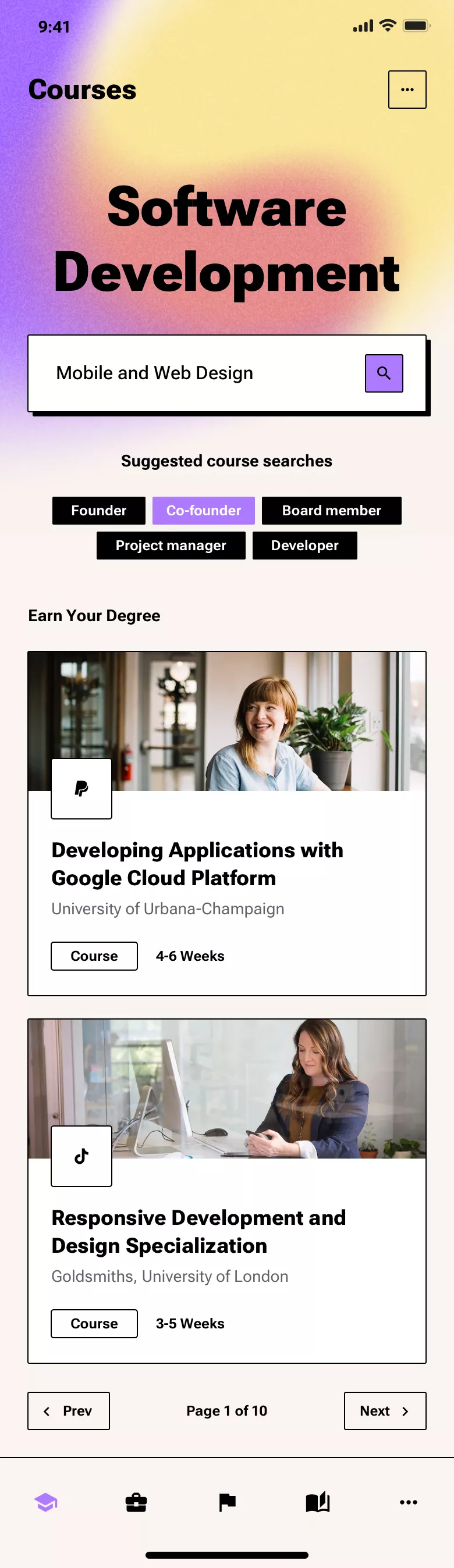 Neo-brutalism course app design