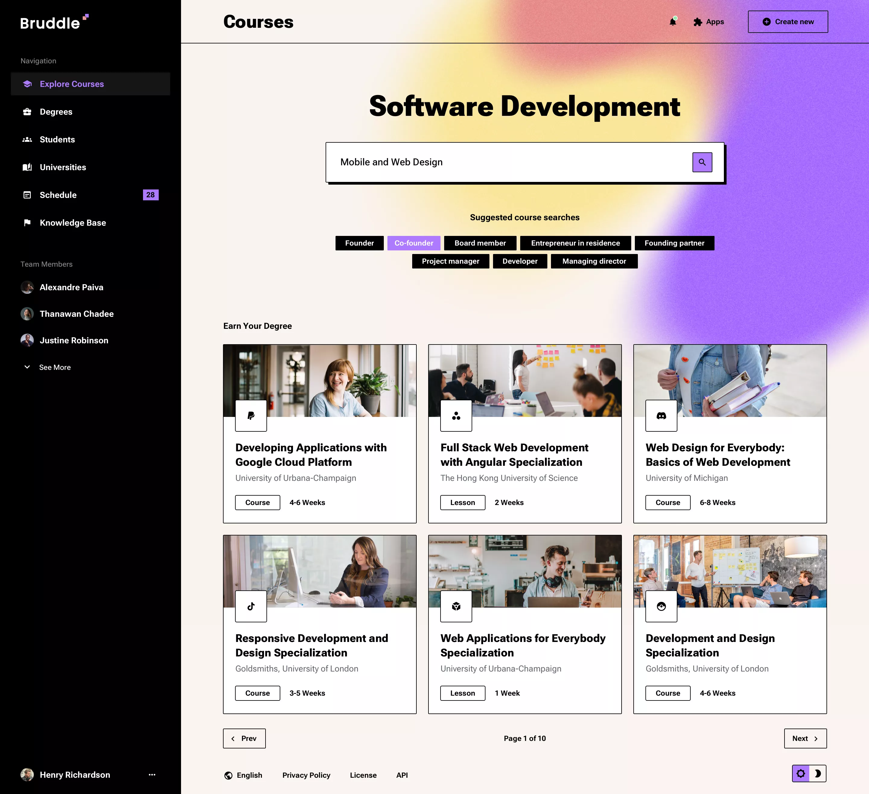 Neo-brutalism education app design