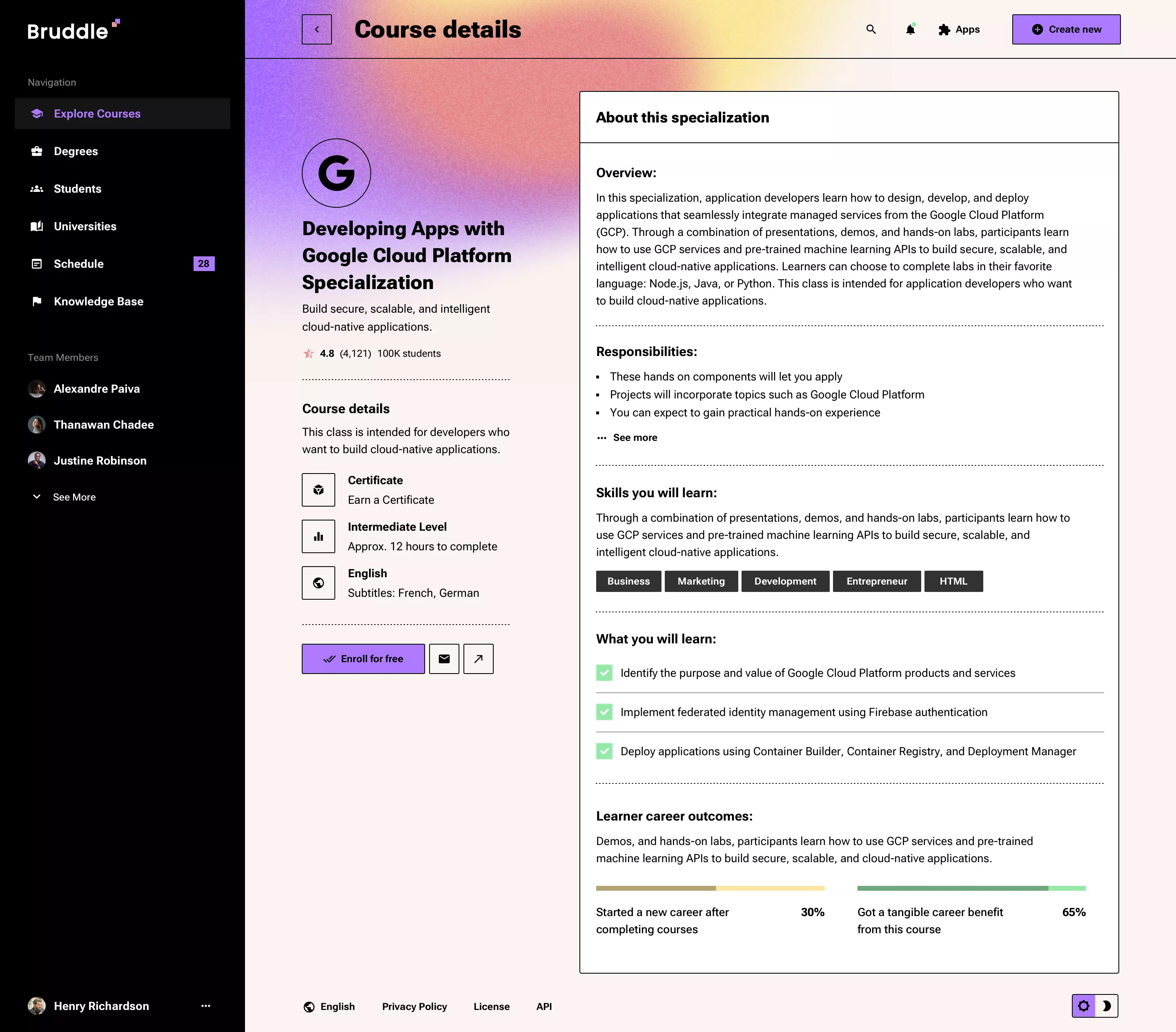 Neo-brutalism course app design