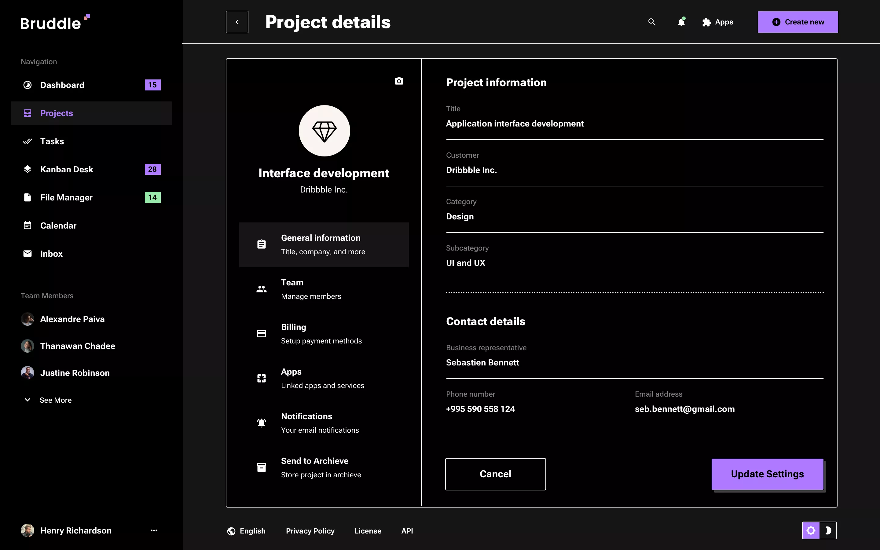 Neo-brutalism Project Management App Dark UI Theme