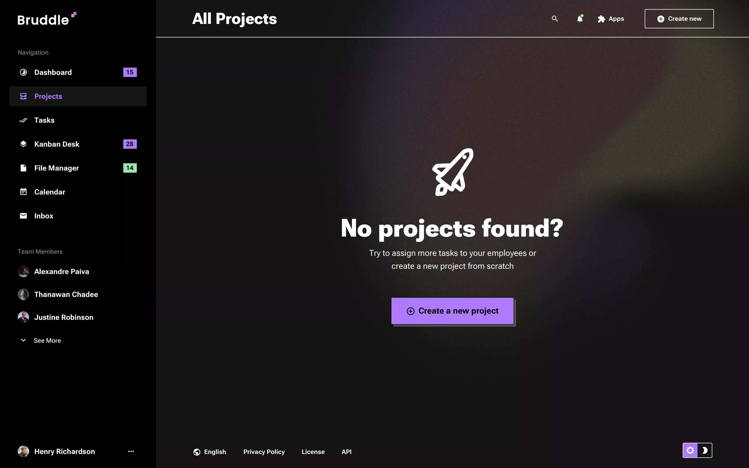 Neo-brutalism Project Management App Dark UI Design