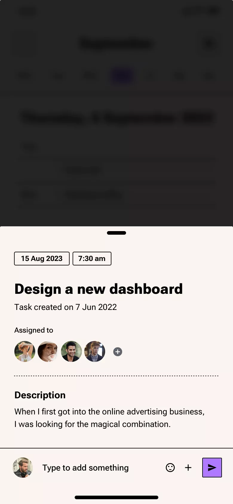 Neo-brutalism Calendar mobile app design