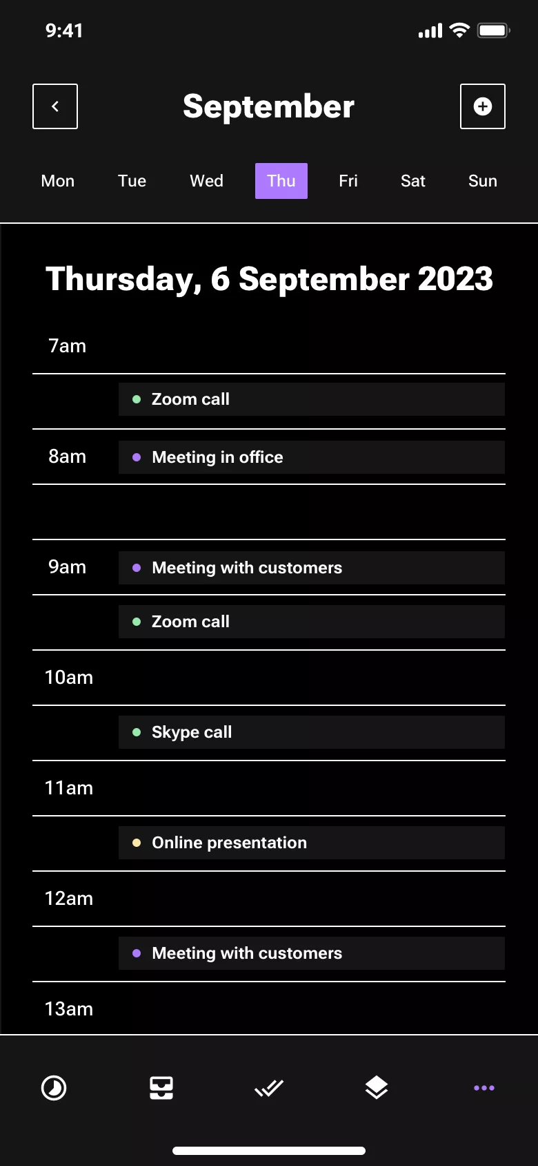 Neo-brutalism Calendar mobile app design