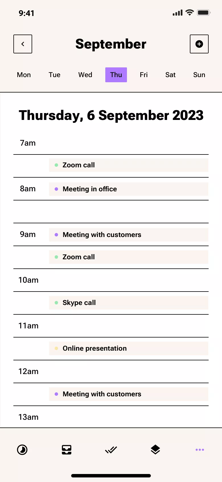 Neo-brutalism Calendar mobile app design