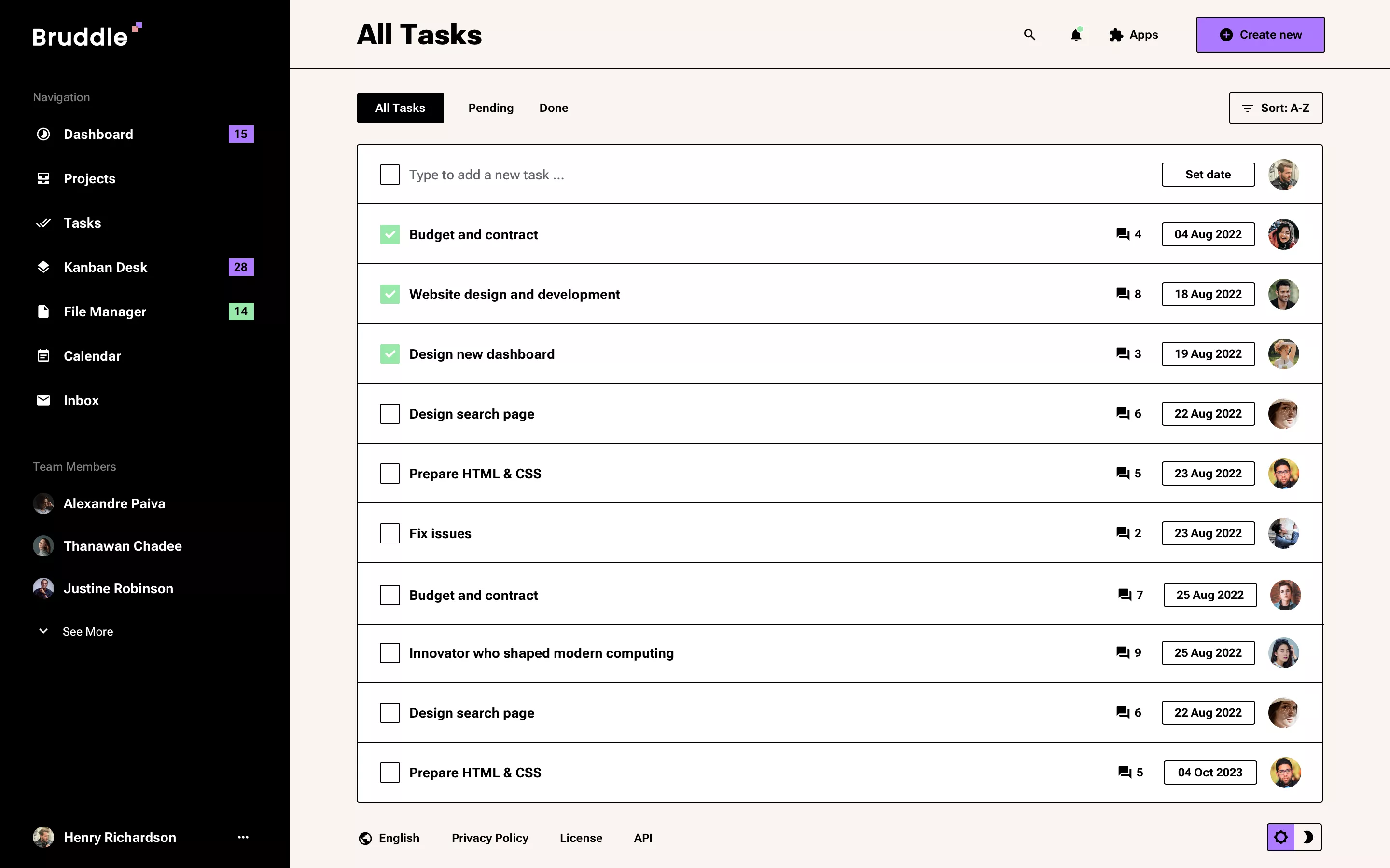 Neo-brutalism Tasks list design