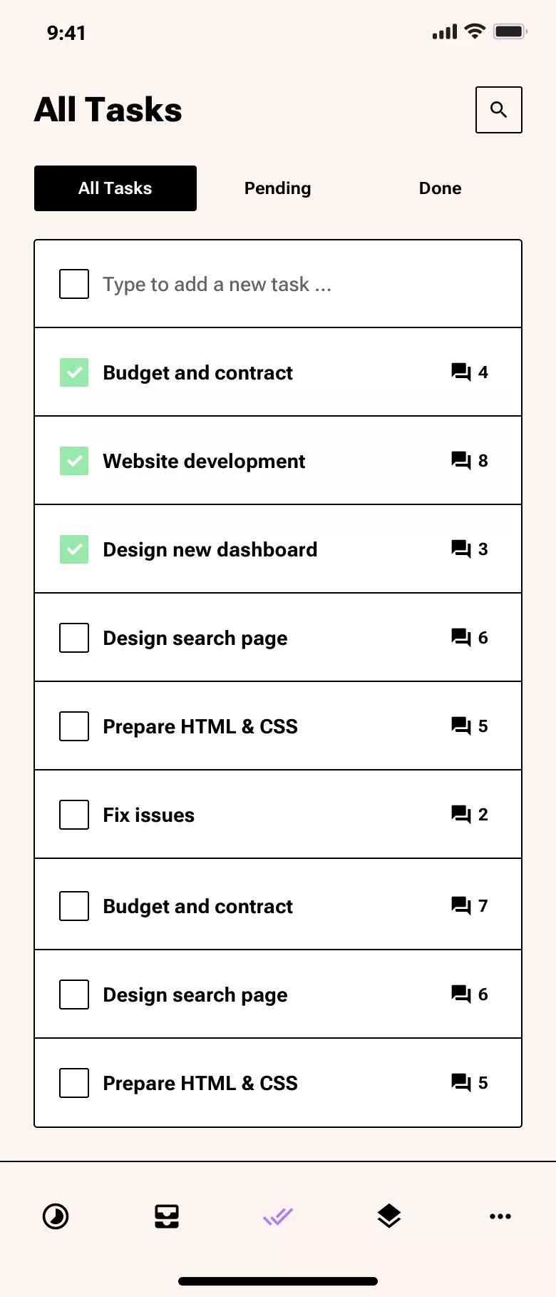 Neo-brutalism reminders list design