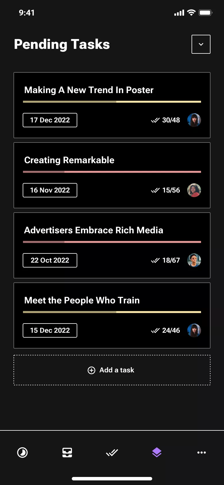 Neo-brutalism Tasks list design
