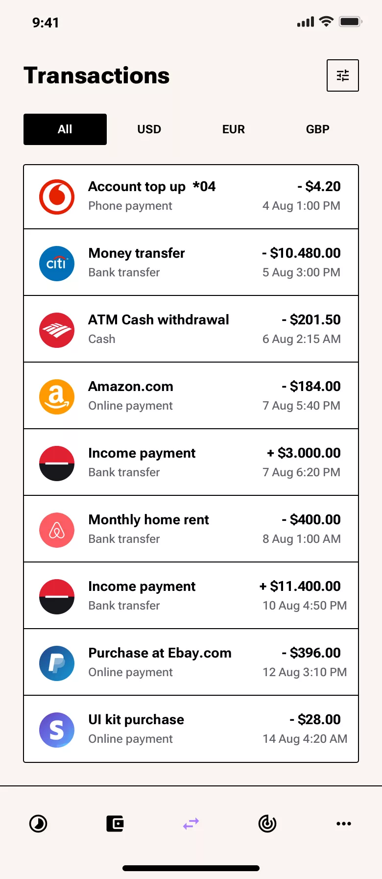 Neo-brutalism payment app design