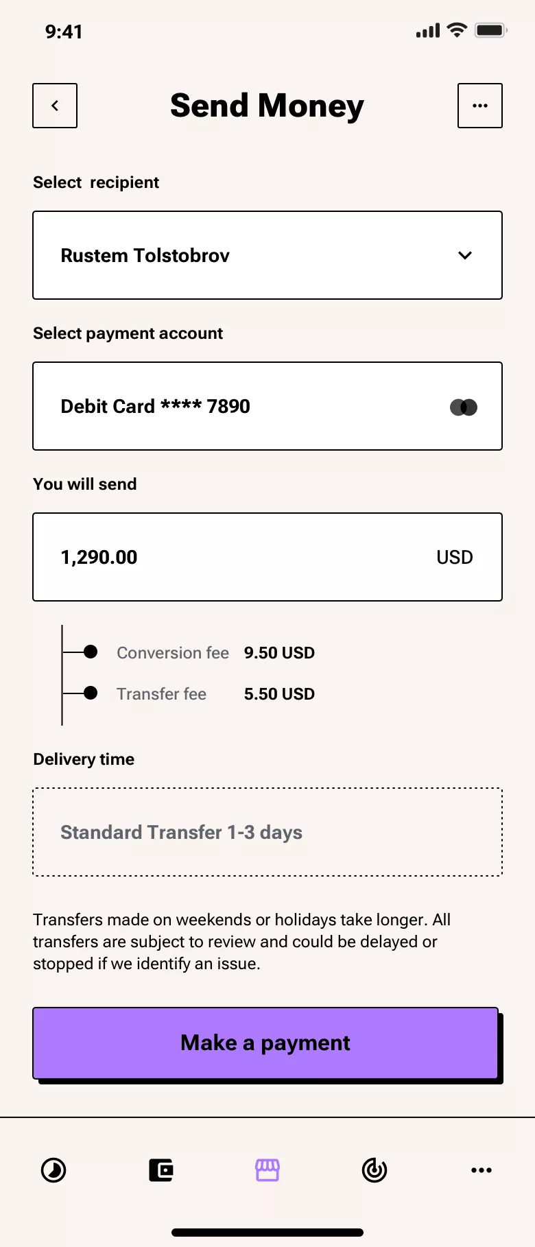 Neo-brutalism payment app design