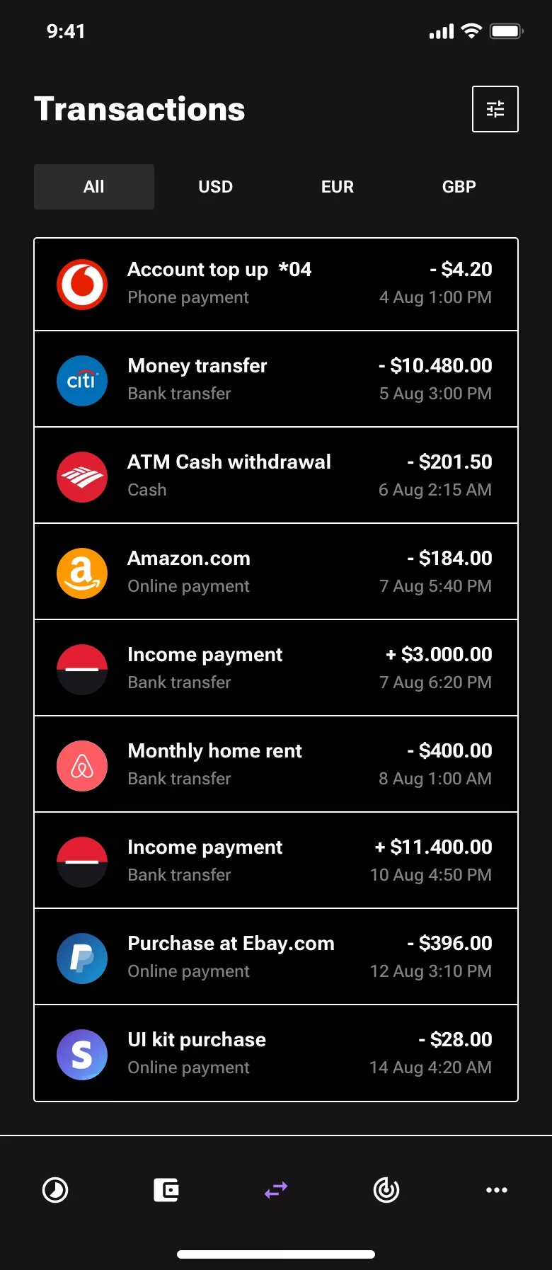 Neo-brutalism wallet app design