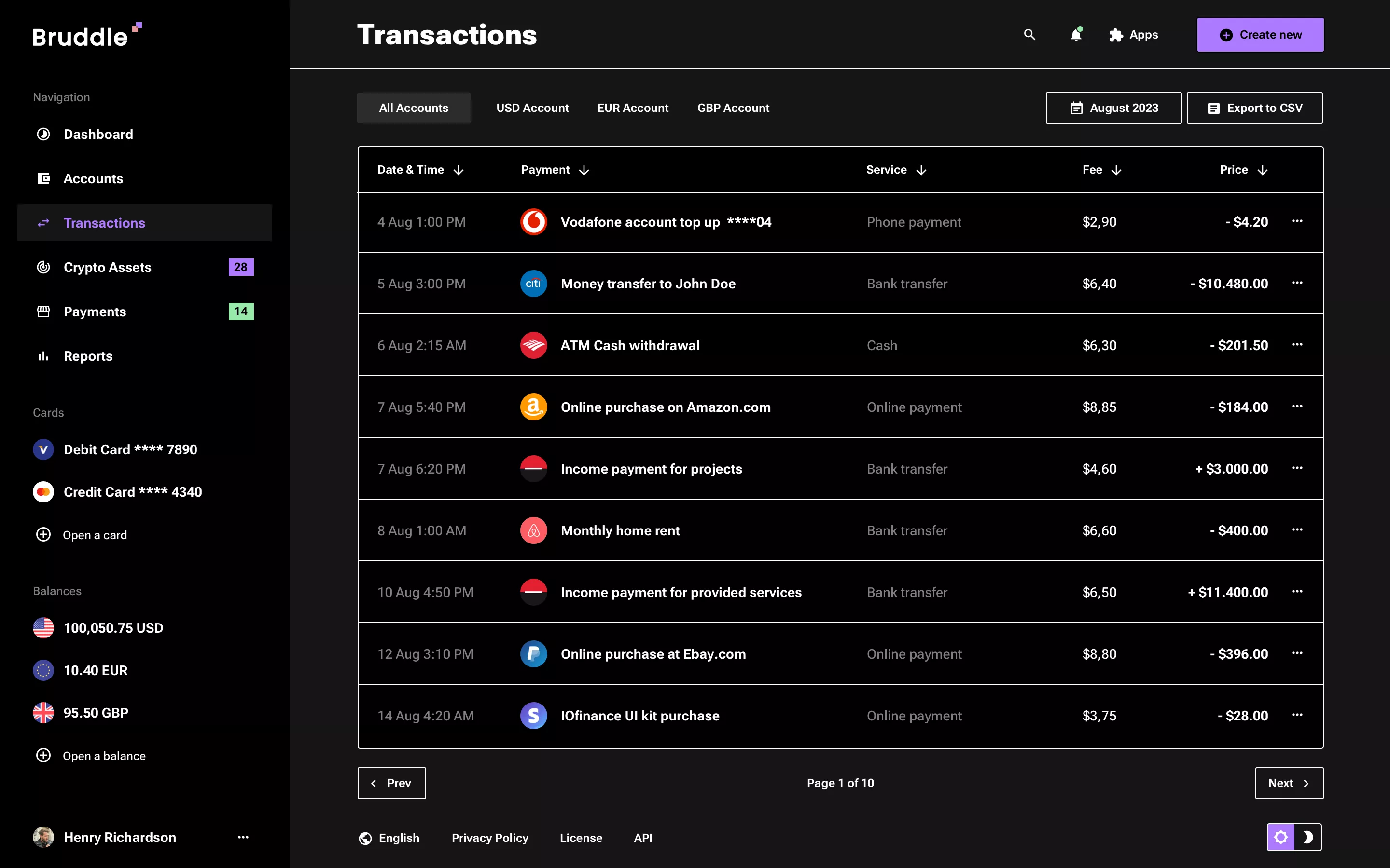 Neo-brutalism finance web app