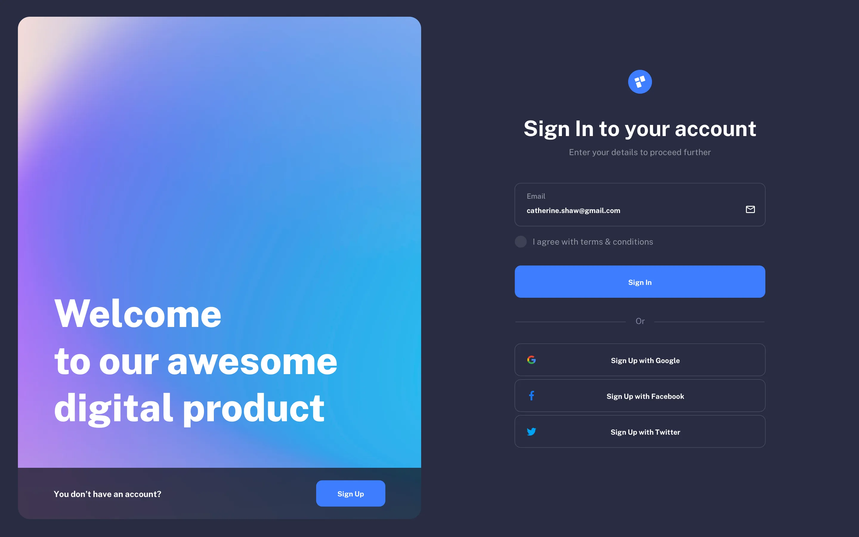 Sign Up page UI design
