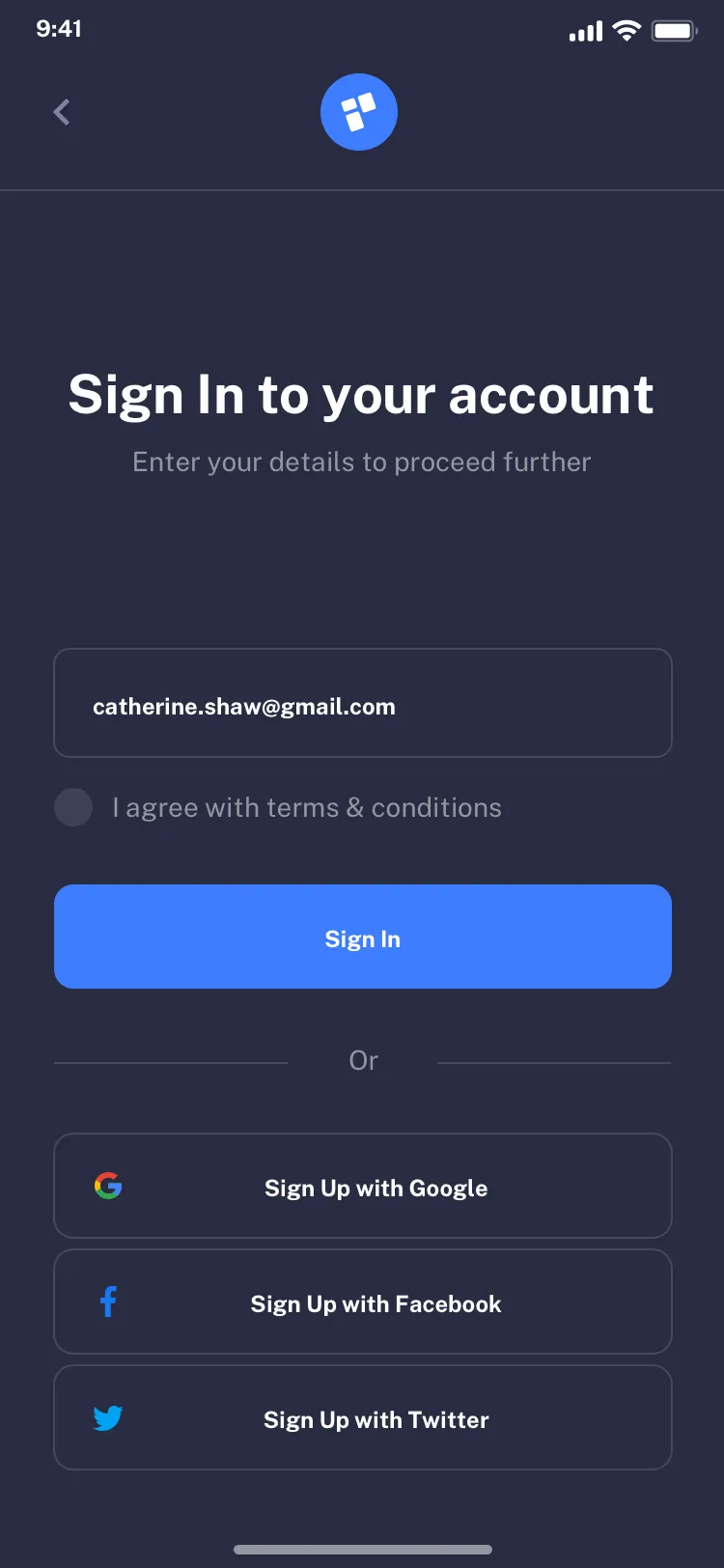Register page UI design
