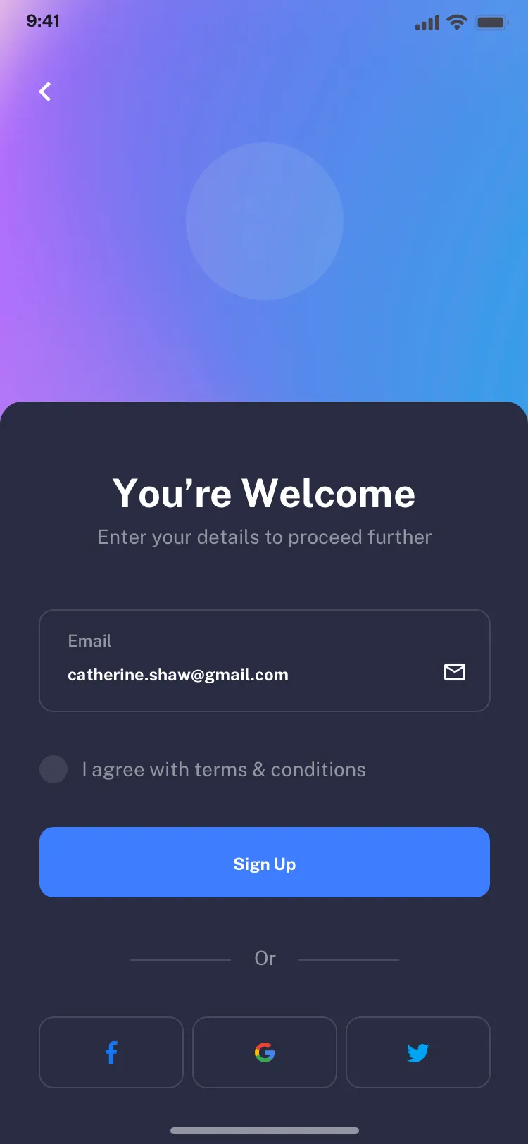 Register page UI design