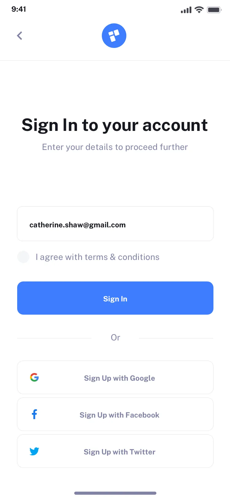 Register page UI design